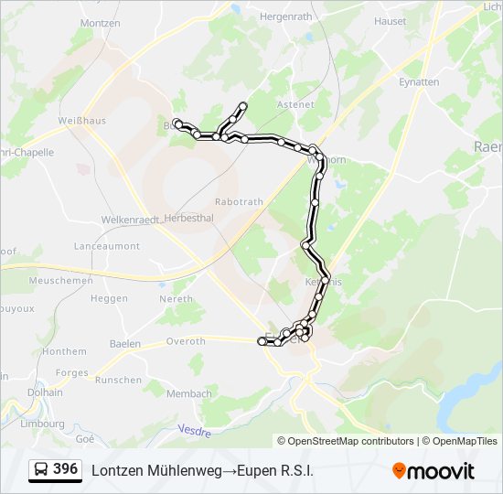 Plan de la ligne 396 de bus