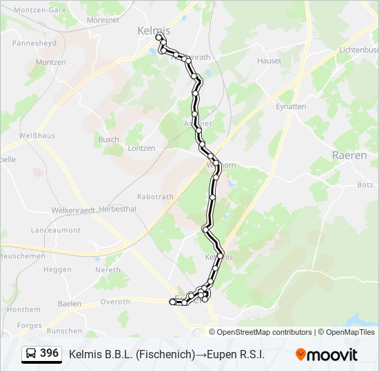 Plan de la ligne 396 de bus