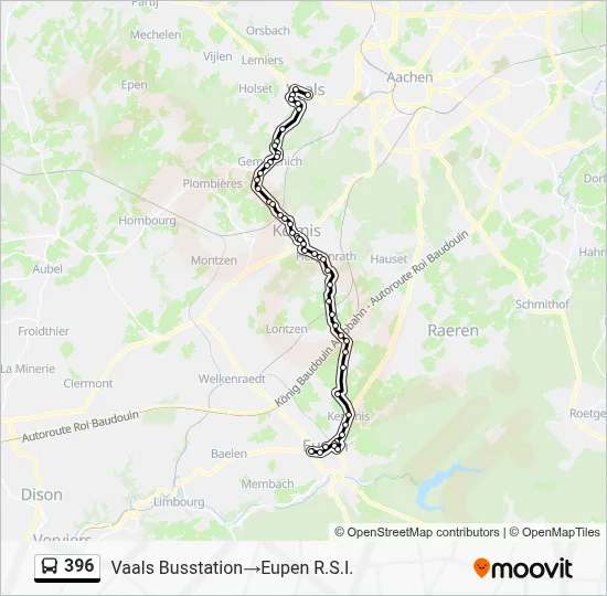396 Bus 396 Route: Schedules, Stops & Maps - Vaals Bus Station→Eupen Tourist ...