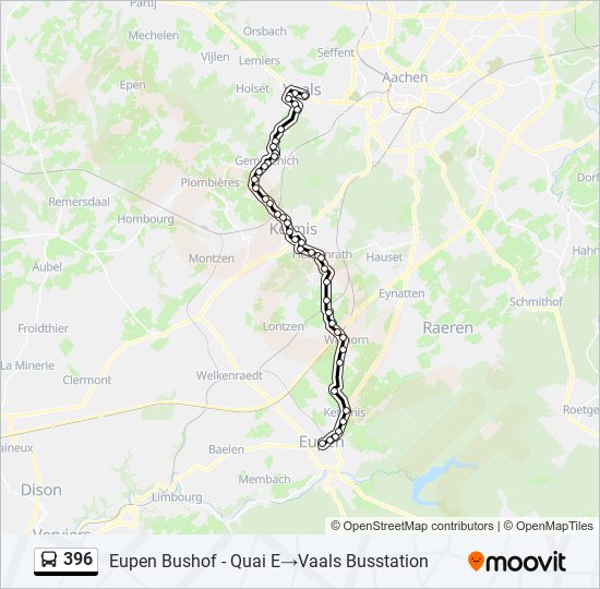 Plan de la ligne 396 de bus