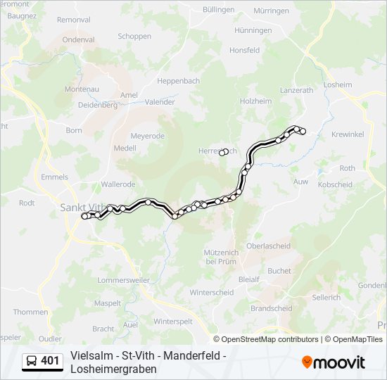 Plan de la ligne 401 de bus