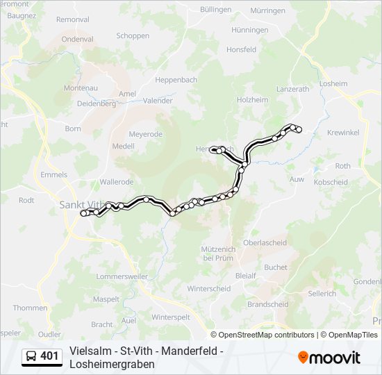 Plan de la ligne 401 de bus