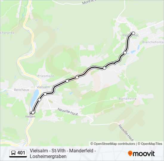 Plan de la ligne 401 de bus