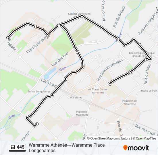 Plan de la ligne 445 de bus