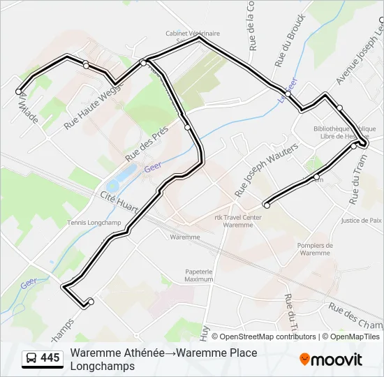 Plan de la ligne 445 de bus