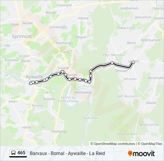 Plan de la ligne 465 de bus