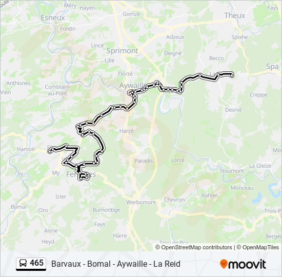 Plan de la ligne 465 de bus