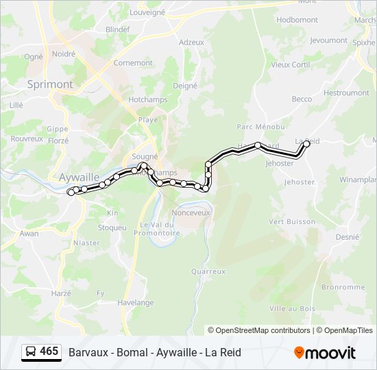 Plan de la ligne 465 de bus