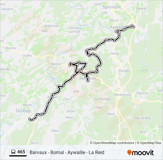 Plan de la ligne 465 de bus