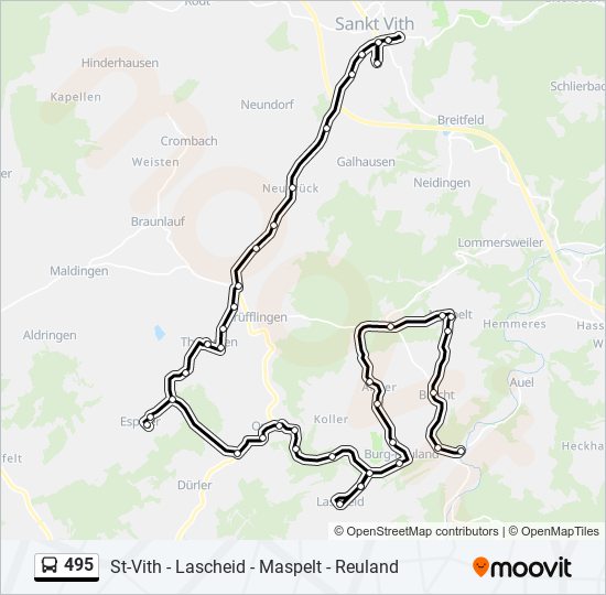 Plan de la ligne 495 de bus