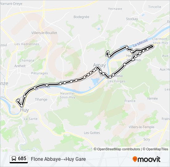 Plan de la ligne 685 de bus