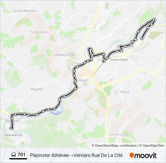 Plan de la ligne 701 de bus