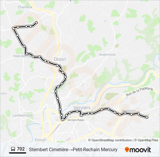 Plan de la ligne 702 de bus