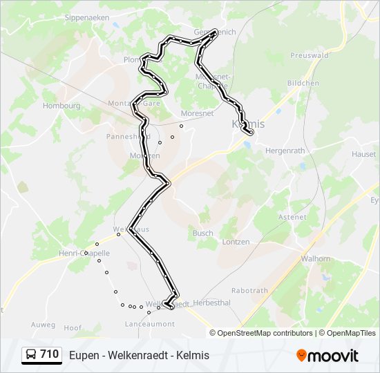 Plan de la ligne 710 de bus