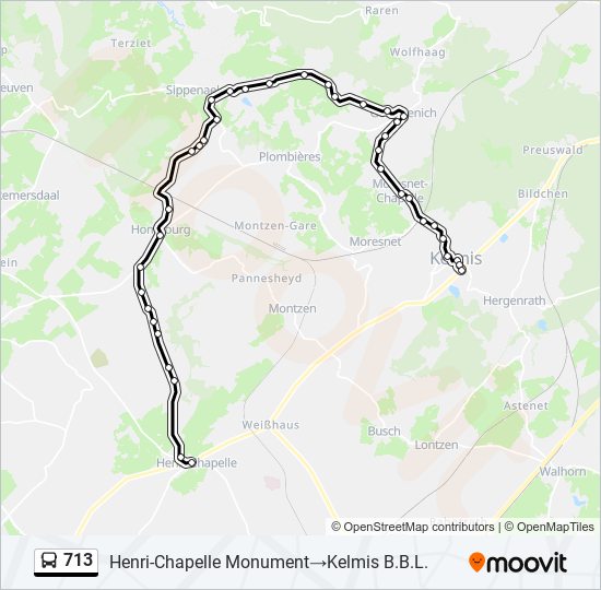 Plan de la ligne 713 de bus