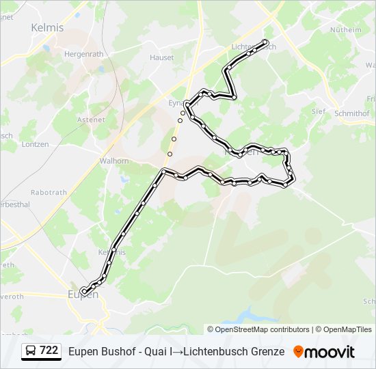 Plan de la ligne 722 de bus