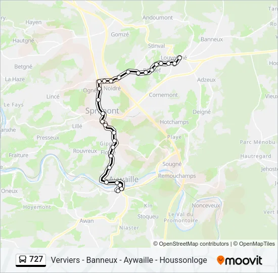 727 Bus Line Map