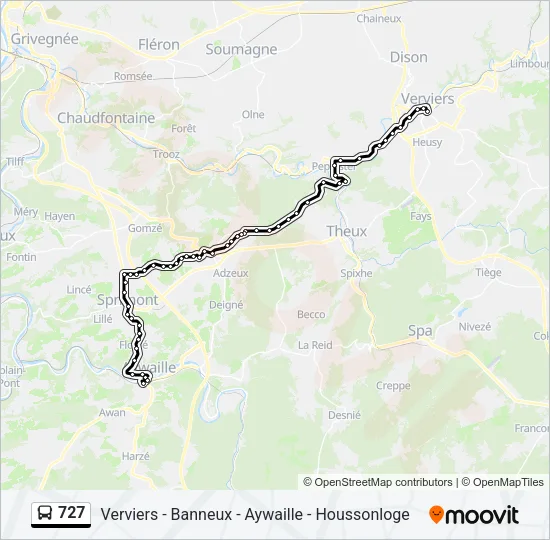 727 Bus Line Map
