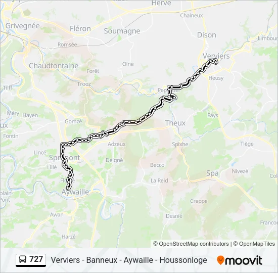 727 Bus Line Map