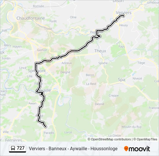 727 bus Line Map