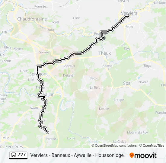 727 Bus Line Map