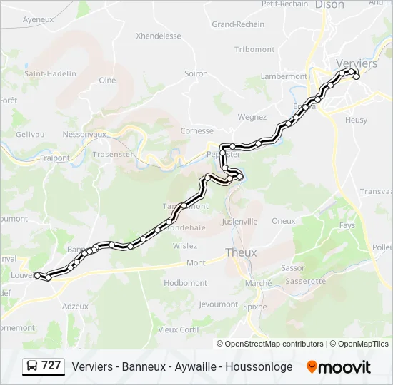727 Bus Line Map
