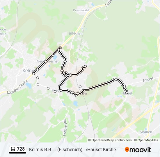 Plan de la ligne 728 de bus