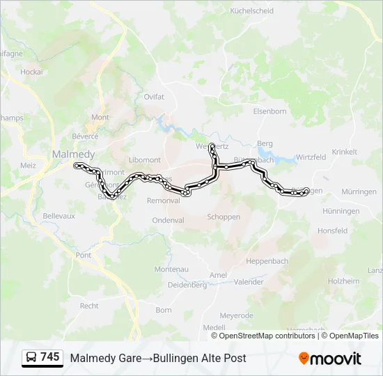 Plan de la ligne 745 de bus