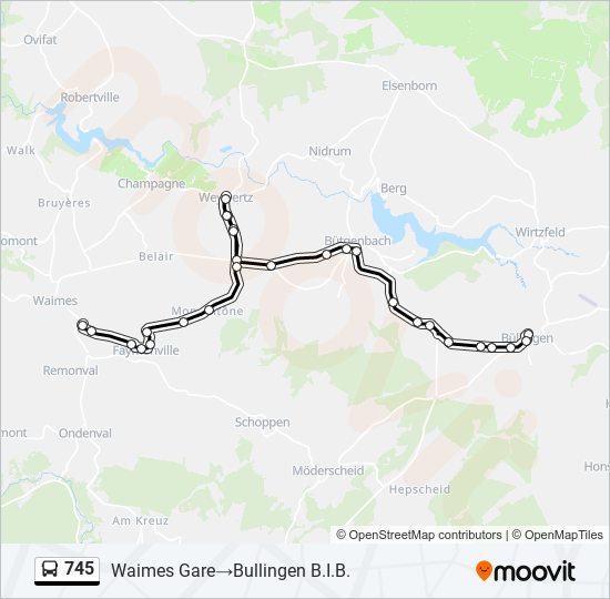 Plan de la ligne 745 de bus