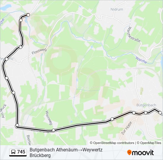 Plan de la ligne 745 de bus