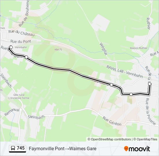 Plan de la ligne 745 de bus