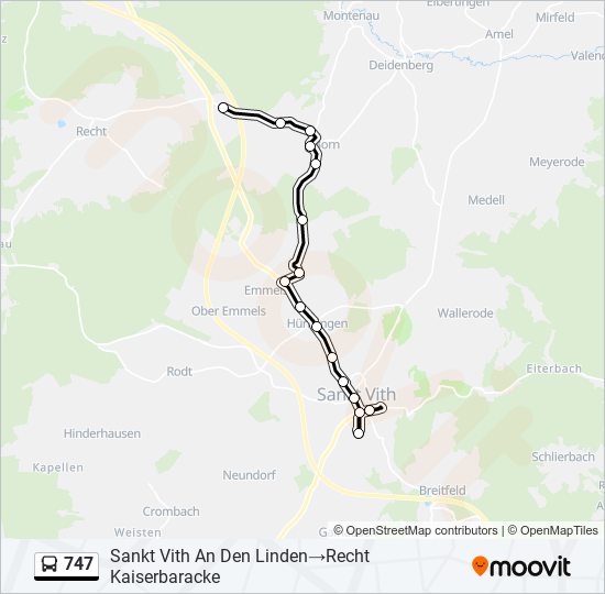 747 bus Line Map