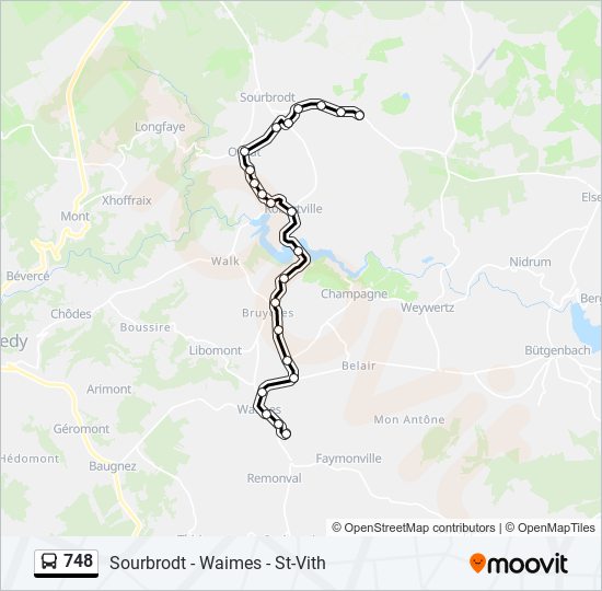 Plan de la ligne 748 de bus