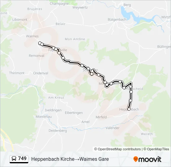 749 Bus Line Map