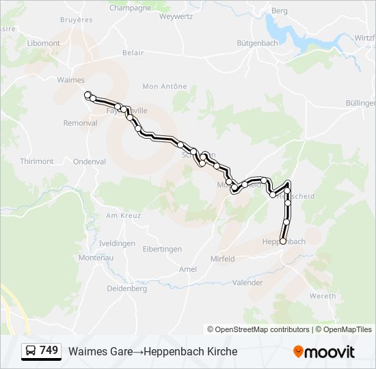 749 bus Line Map