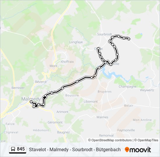 Plan de la ligne 845 de bus