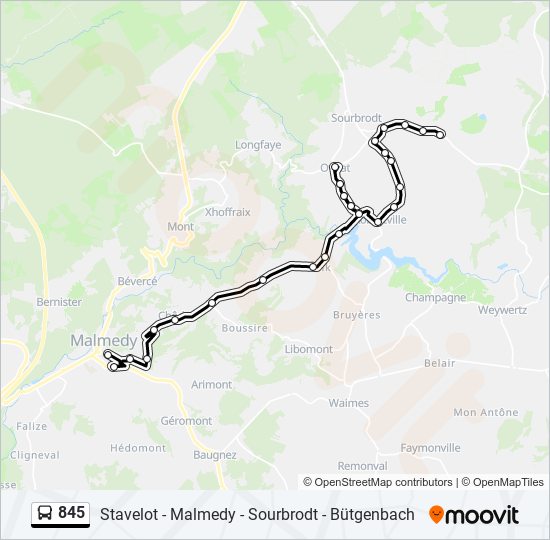 Plan de la ligne 845 de bus