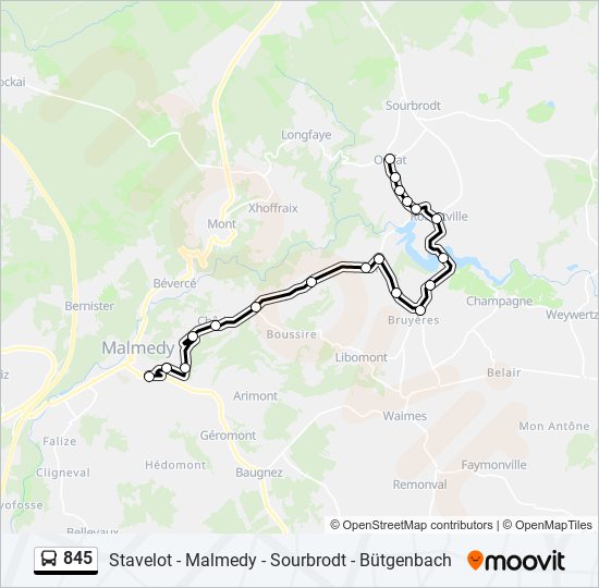 Plan de la ligne 845 de bus