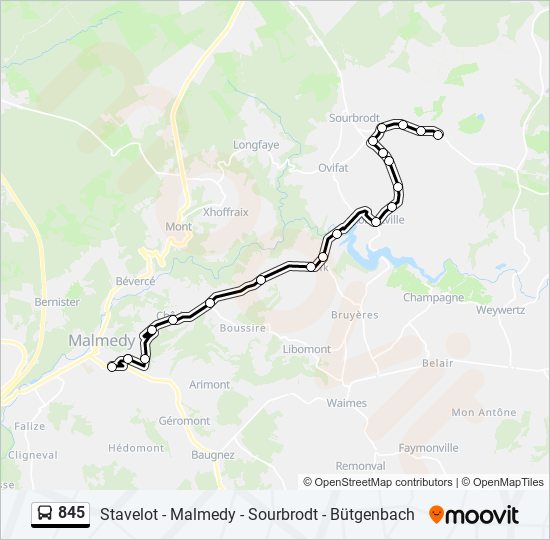 Plan de la ligne 845 de bus