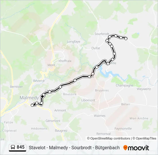 845 Bus Line Map