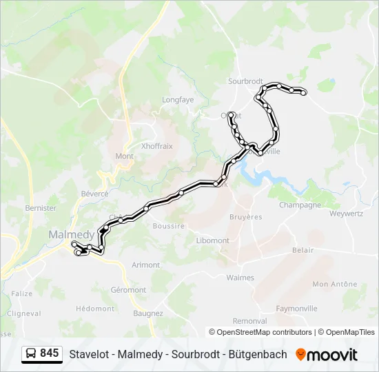 845 Bus Line Map