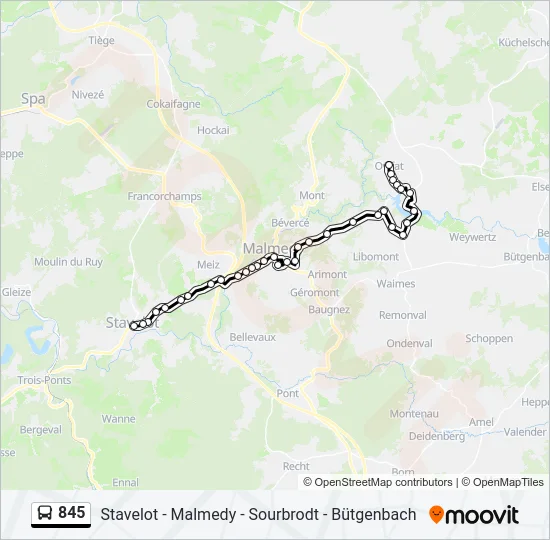 845 Bus Line Map