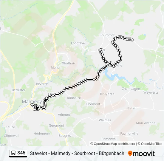 845 Bus Line Map