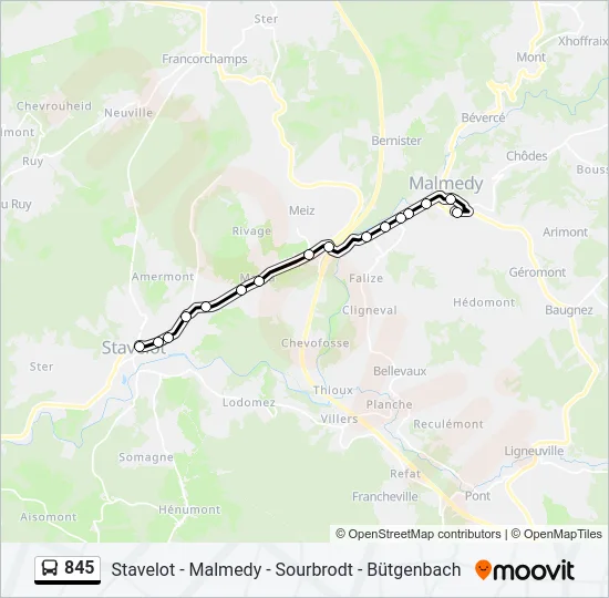 845 Bus Line Map