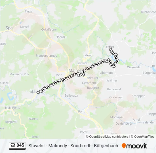 845 Bus Line Map