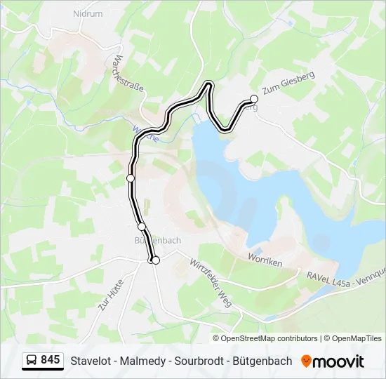845 Bus Line Map