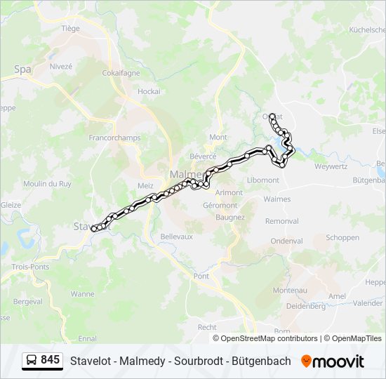 Plan de la ligne 845 de bus