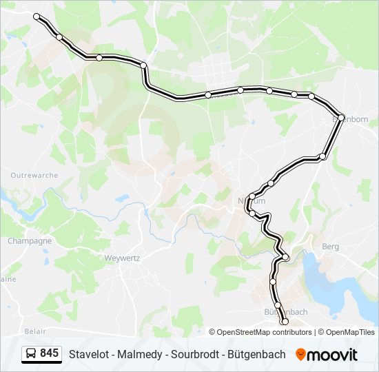 Plan de la ligne 845 de bus