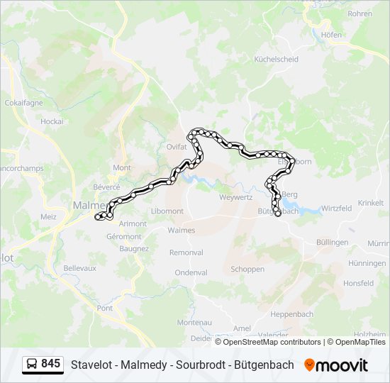 Plan de la ligne 845 de bus