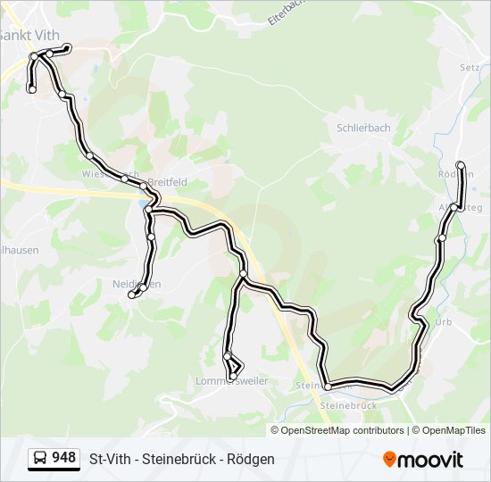 Plan de la ligne 948 de bus